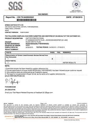 Aromatic Amines Derivative Test certificate